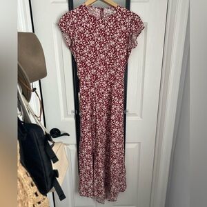 Reformation Red and White Floral Midi Dress